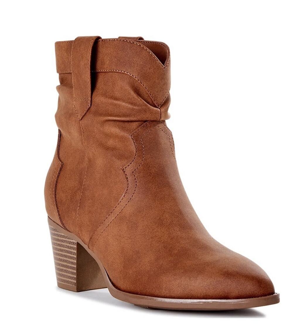 Time and Tru Women's Western Slouch Boots Cognac Size 6